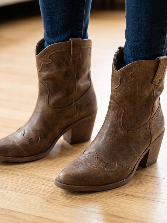 Sun + Stone Shoes - Sun + Stone Boots Brennaa Women's Size 7.5 Tan Western Stitching Cowboy *New*